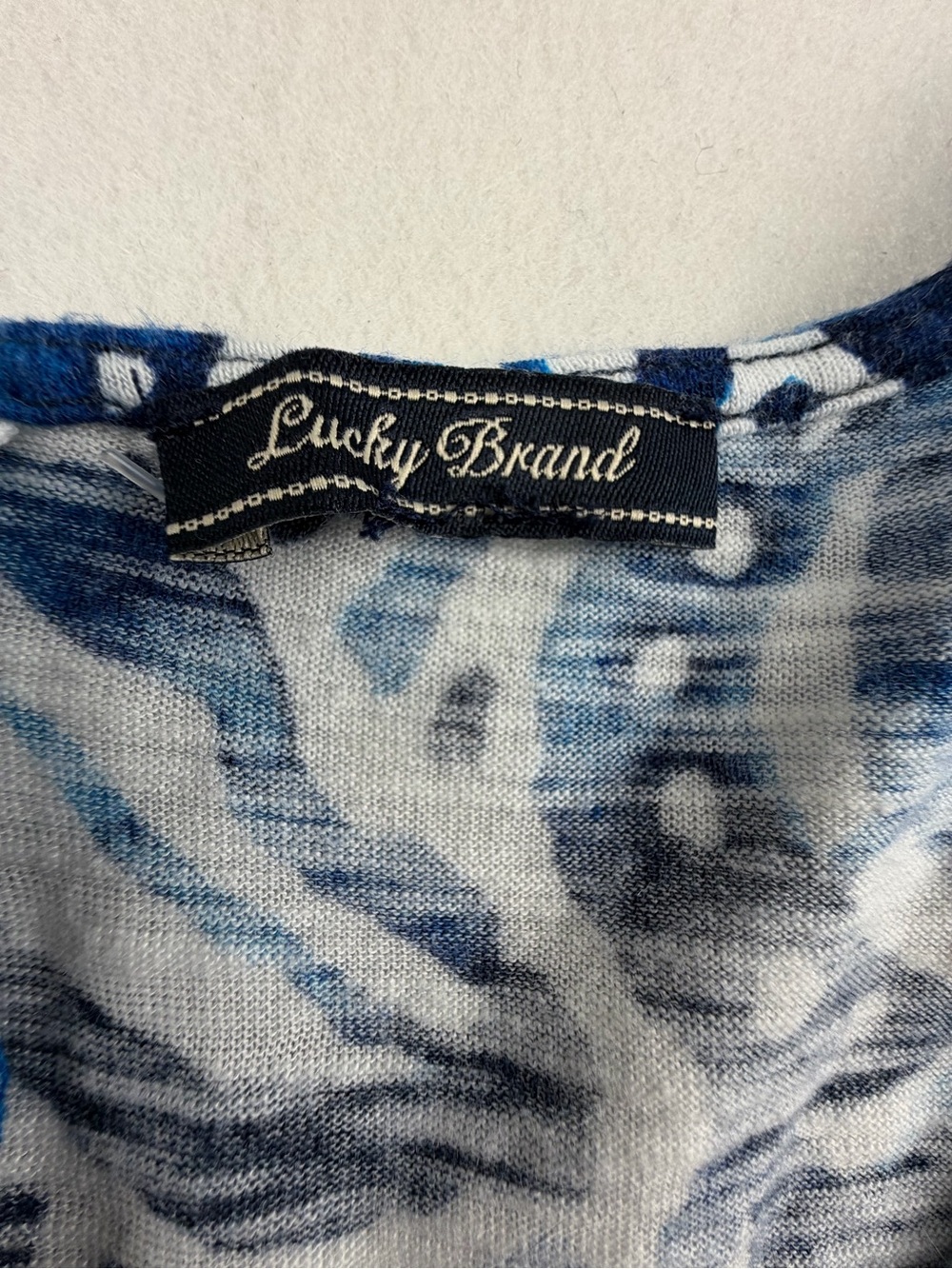 Lucky Brand Blue Tropical Print Knit Mini Dress Boho Shift - Picture 4 of 7